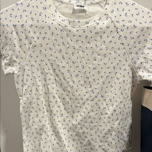 Cotton On Cream and Blue Floral Tee